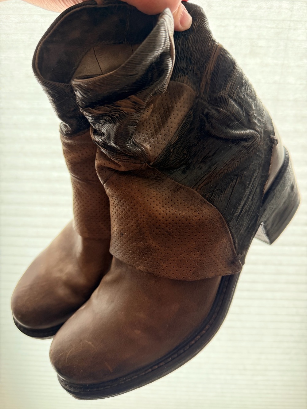 A.S.98 Italian Leather Patchwork Biker Boots EU 38 - Picture 10 of 16